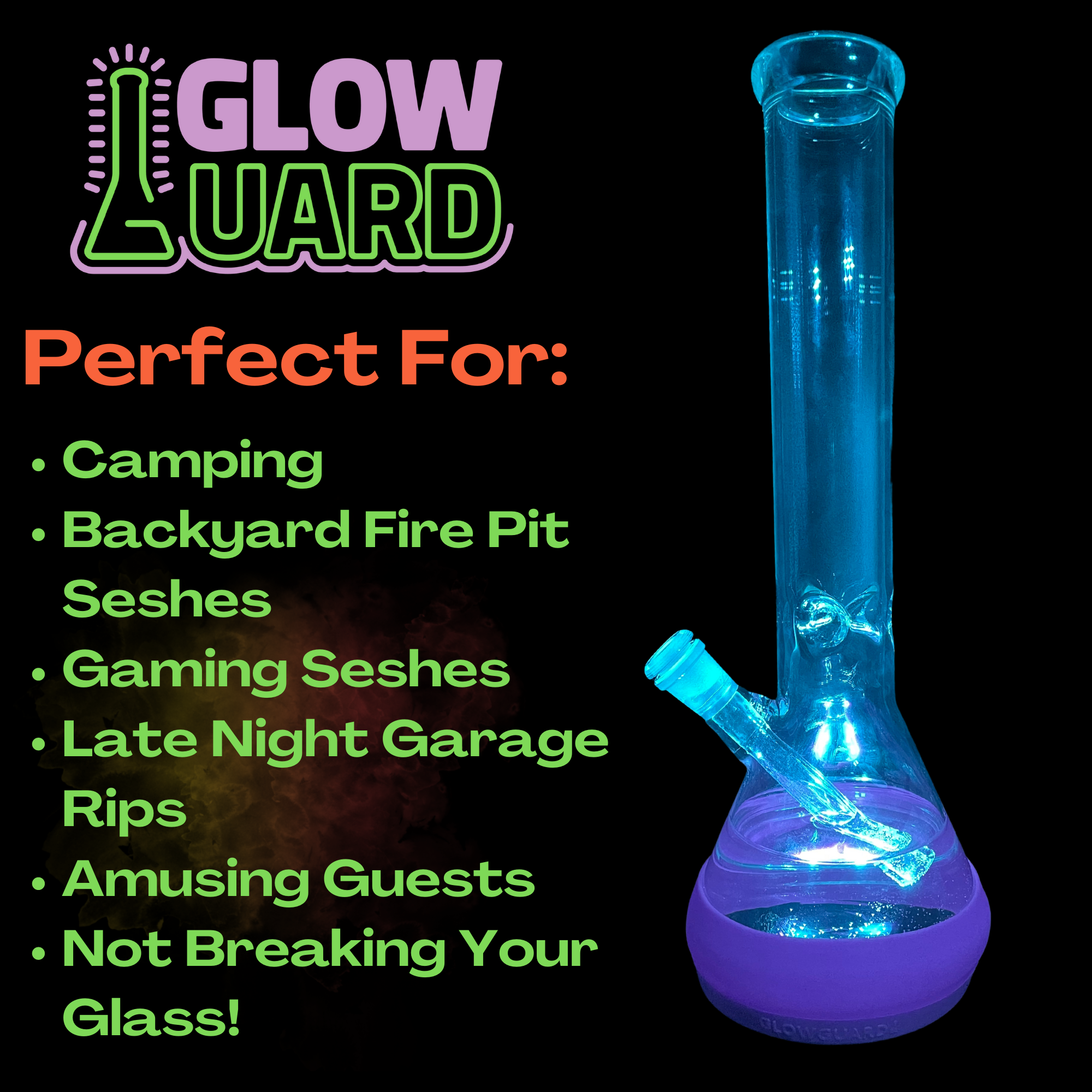 Beaker Bottom Protection Glass Bong Base Bumper 3in-4.25in Straight Tube-Beaker | Glow Guard ...