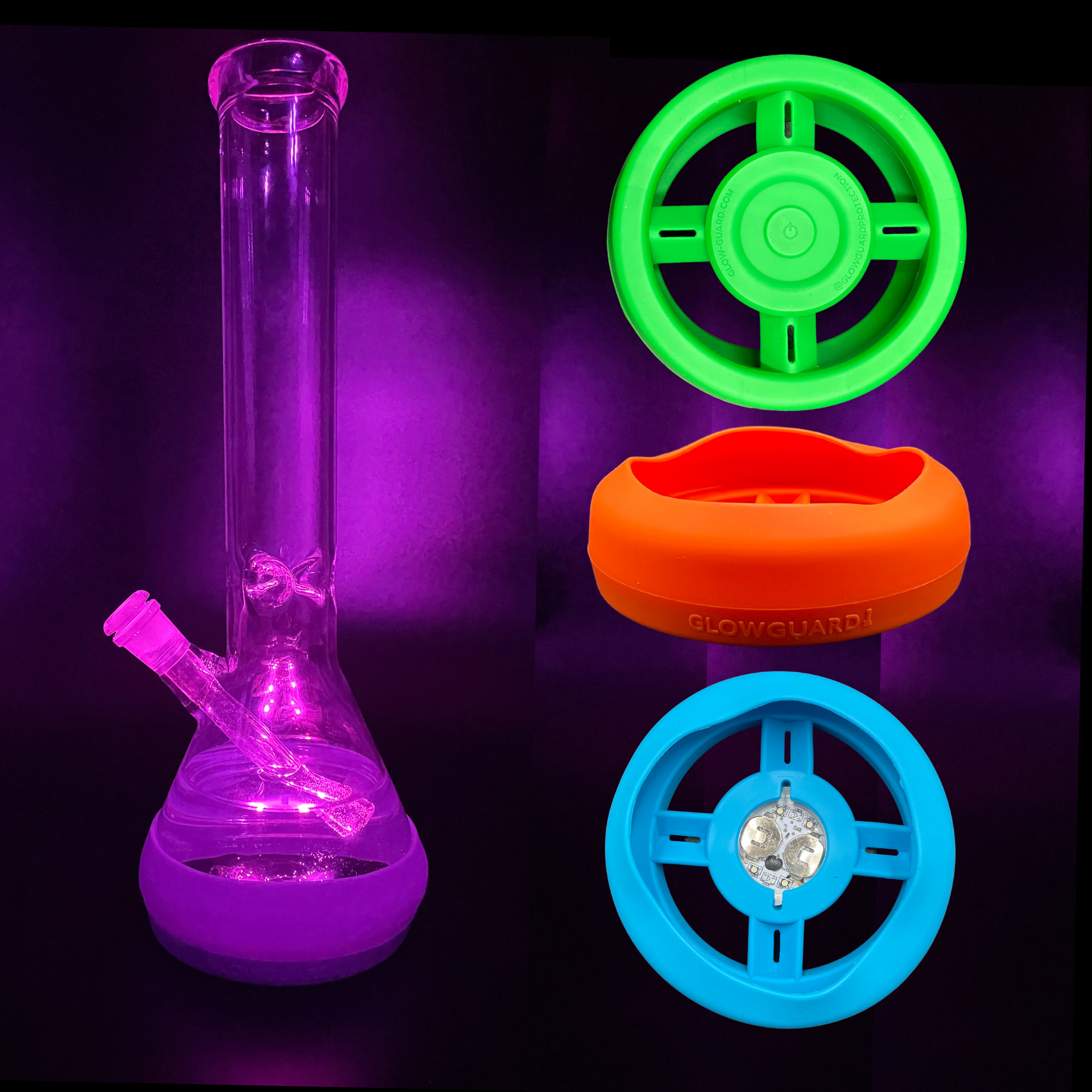Glass Base Bumper USB Rechargeable 4.25in-6in Bases Silicone Fits Variety of Shapes